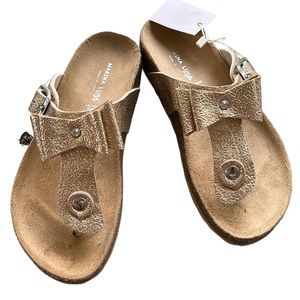 Marina Luna rose gold size 5 sandals NWT leather sock made in Italy